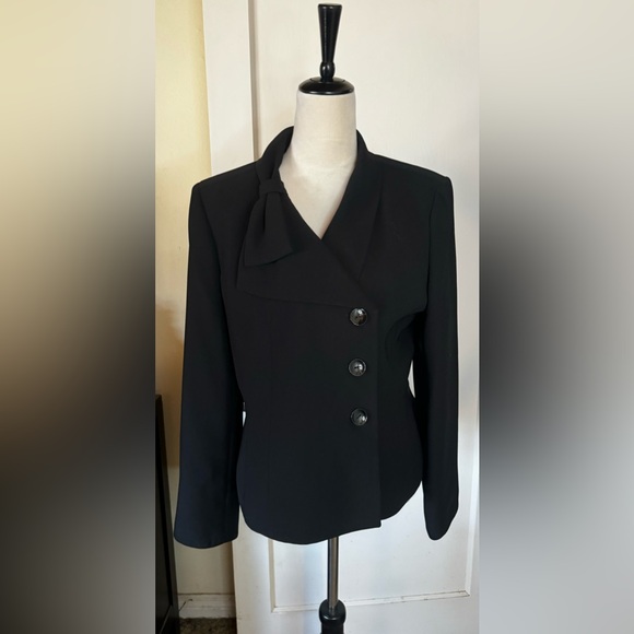 Vintage 90’s Le Suit Bow Detail Blazer Suit Jacket Formal Event Office noir - Picture 2 of 11